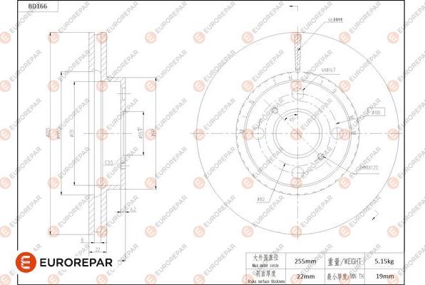 EUROREPAR 1684260880 - Тормозной диск avtokuzovplus.com.ua