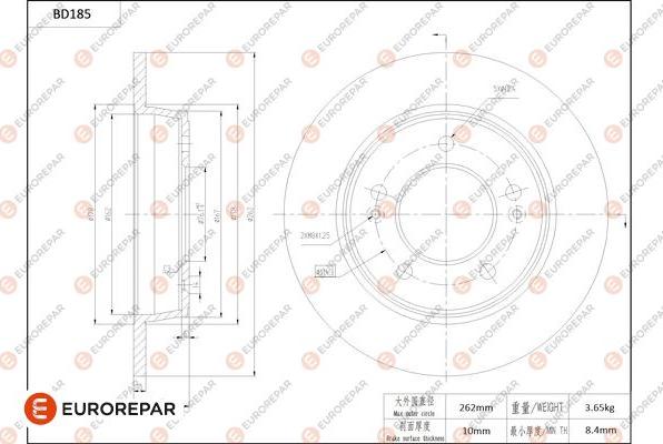 EUROREPAR 1684262780 - Гальмівний диск autocars.com.ua