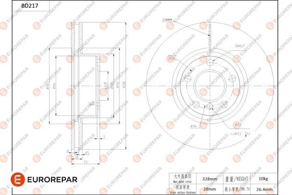 EUROREPAR 1684265980 - Тормозной диск avtokuzovplus.com.ua