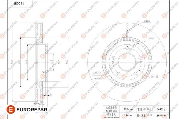 EUROREPAR 1684267680 - Гальмівний диск autocars.com.ua