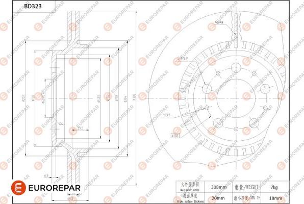 EUROREPAR 1684276580 - Тормозной диск avtokuzovplus.com.ua