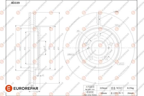 EUROREPAR 1684278180 - Гальмівний диск autocars.com.ua