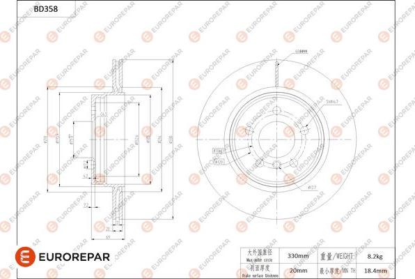 EUROREPAR 1684280080 - Тормозной диск avtokuzovplus.com.ua