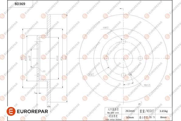 EUROREPAR 1684281180 - Тормозной диск autodnr.net