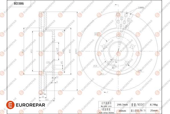 EUROREPAR 1684282880 - Гальмівний диск autocars.com.ua