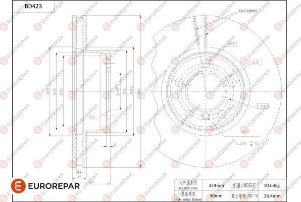 EUROREPAR 1684286580 - Тормозной диск avtokuzovplus.com.ua