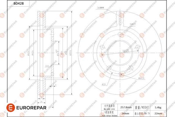 EUROREPAR 1684287080 - Тормозной диск avtokuzovplus.com.ua