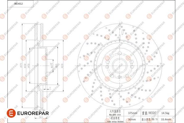 EUROREPAR 1684287480 - Тормозной диск avtokuzovplus.com.ua