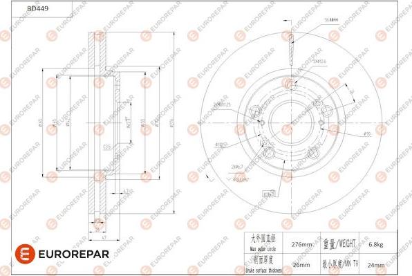 EUROREPAR 1684289180 - Тормозной диск avtokuzovplus.com.ua