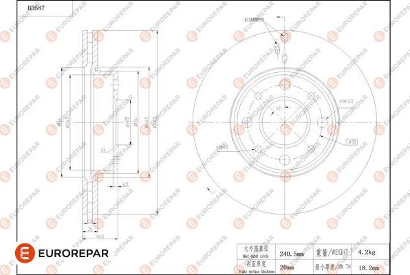 EUROREPAR 1684302980 - Гальмівний диск autocars.com.ua