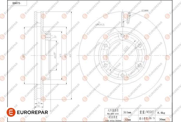 EUROREPAR 1684311780 - Тормозной диск avtokuzovplus.com.ua