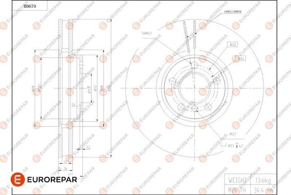 EUROREPAR 1684312180 - Гальмівний диск autocars.com.ua