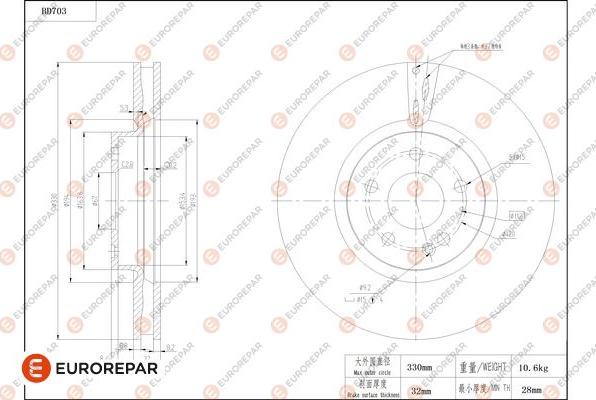 EUROREPAR 1684314580 - Тормозной диск avtokuzovplus.com.ua