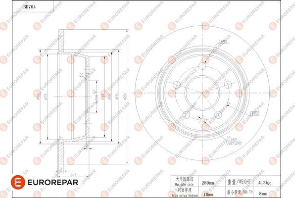 EUROREPAR 1684314680 - Тормозной диск avtokuzovplus.com.ua