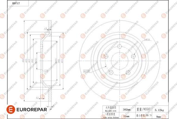 EUROREPAR 1684315980 - Тормозной диск avtokuzovplus.com.ua