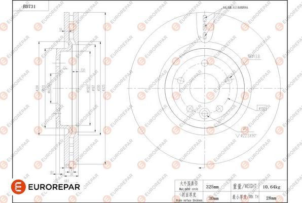 EUROREPAR 1684317380 - Гальмівний диск autocars.com.ua