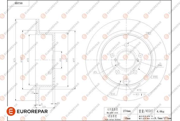 EUROREPAR 1684319280 - Тормозной диск avtokuzovplus.com.ua