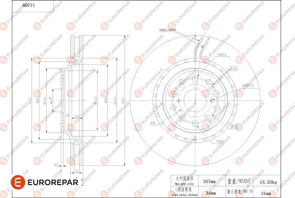 EUROREPAR 1684321380 - Гальмівний диск autocars.com.ua