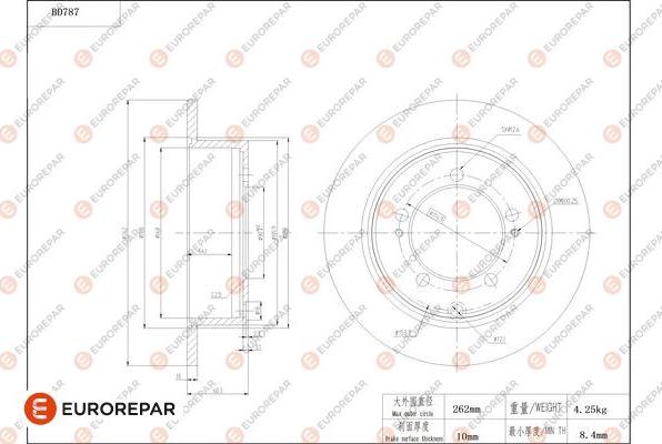 EUROREPAR 1684322980 - Тормозной диск avtokuzovplus.com.ua