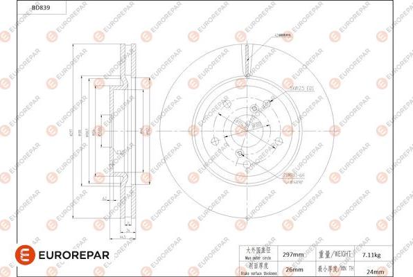 EUROREPAR 1684328180 - Гальмівний диск autocars.com.ua