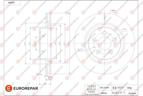 EUROREPAR 1684328980 - Гальмівний диск autocars.com.ua