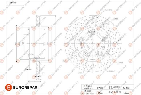 EUROREPAR 1684331080 - Гальмівний диск autocars.com.ua