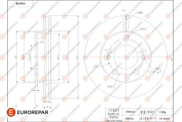 EUROREPAR 1684334780 - Тормозной диск autodnr.net