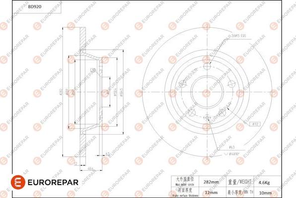 EUROREPAR 1684336280 - Гальмівний диск autocars.com.ua