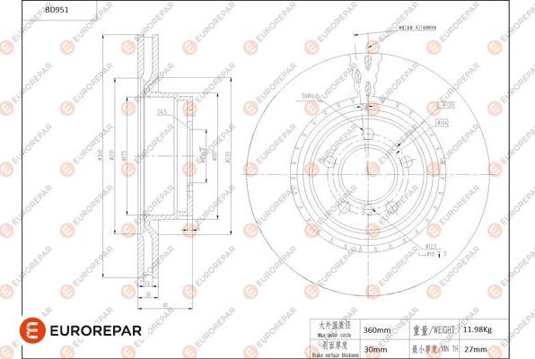 EUROREPAR 1684339380 - Тормозной диск avtokuzovplus.com.ua