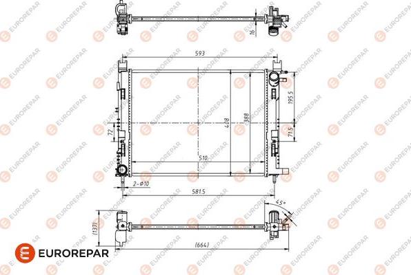 EUROREPAR 1690990580 - Радіатор, охолодження двигуна autocars.com.ua