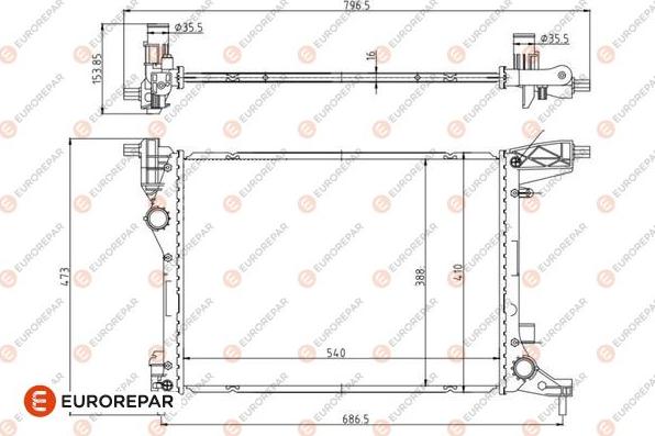EUROREPAR 1690990680 - Радіатор, охолодження двигуна autocars.com.ua