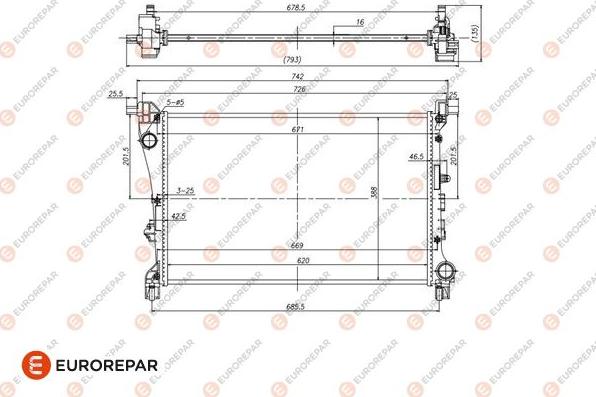 EUROREPAR 1690990780 - Радіатор, охолодження двигуна autocars.com.ua