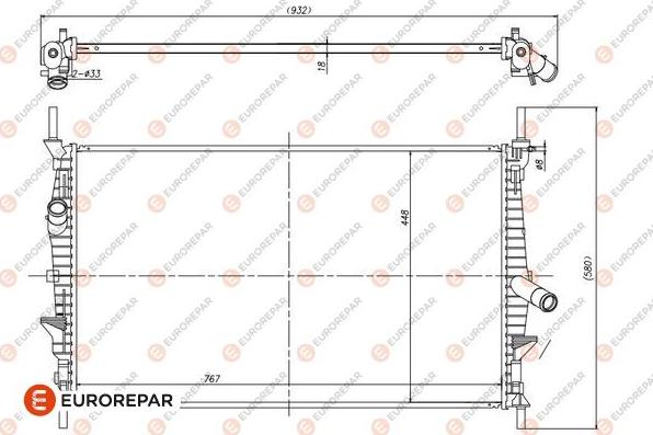 EUROREPAR 1690990880 - Радіатор, охолодження двигуна autocars.com.ua