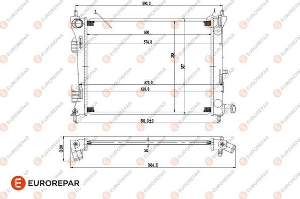 EUROREPAR 1690991080 - Радіатор, охолодження двигуна autocars.com.ua
