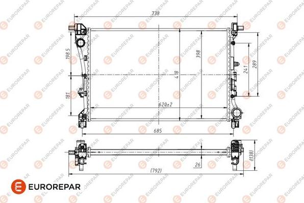 EUROREPAR 1690991180 - Радіатор, охолодження двигуна autocars.com.ua