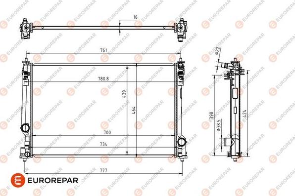 EUROREPAR 1690991680 - Радіатор, охолодження двигуна autocars.com.ua