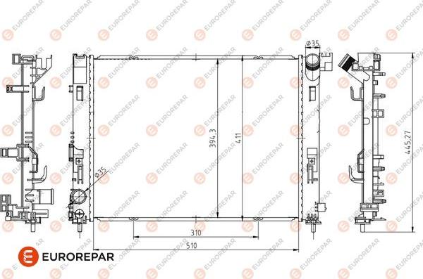 EUROREPAR 1690992380 - Радіатор, охолодження двигуна autocars.com.ua