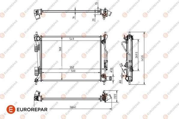 EUROREPAR 1690992480 - Радіатор, охолодження двигуна autocars.com.ua