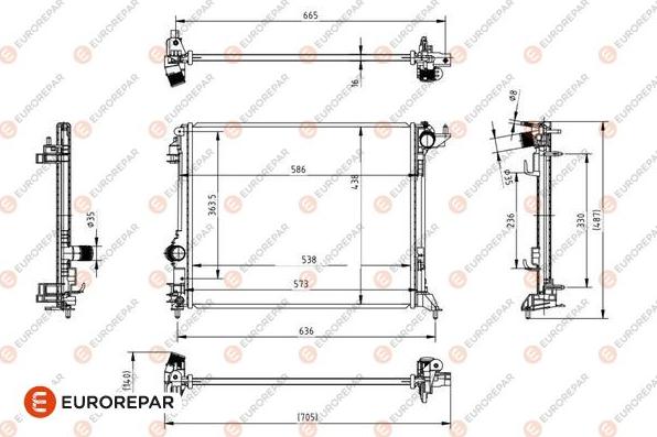 EUROREPAR 1690992780 - Радіатор, охолодження двигуна autocars.com.ua