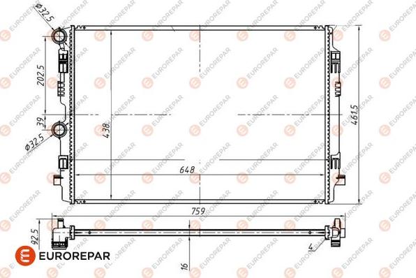 EUROREPAR 1690993080 - Радіатор, охолодження двигуна autocars.com.ua
