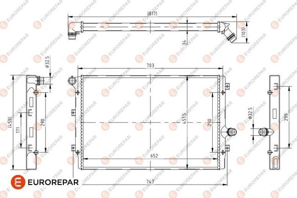 EUROREPAR 1690993280 - Радіатор, охолодження двигуна autocars.com.ua