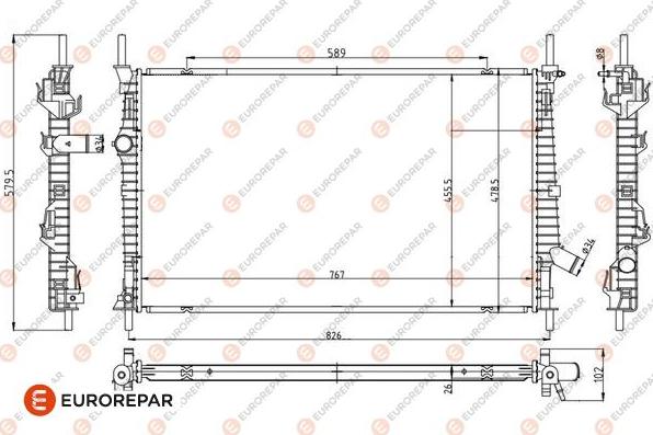EUROREPAR 1690994380 - Радіатор, охолодження двигуна autocars.com.ua