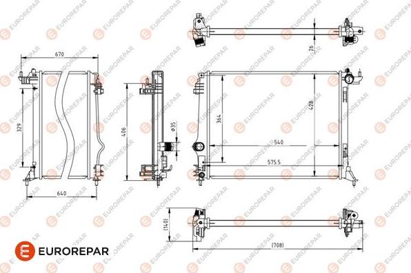 EUROREPAR 1690994780 - Радіатор, охолодження двигуна autocars.com.ua