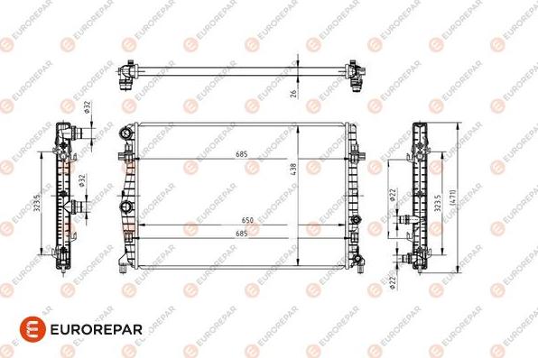 EUROREPAR 1690994980 - Радіатор, охолодження двигуна autocars.com.ua