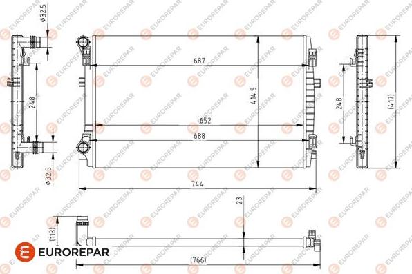 EUROREPAR 1690996080 - Радіатор, охолодження двигуна autocars.com.ua