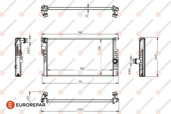 EUROREPAR 1690997180 - Радіатор, охолодження двигуна autocars.com.ua