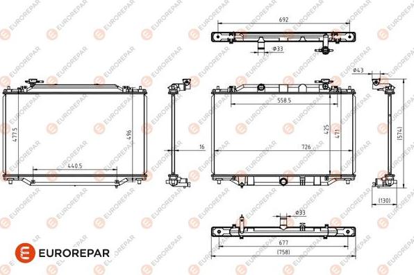EUROREPAR 1690997880 - Радіатор, охолодження двигуна autocars.com.ua