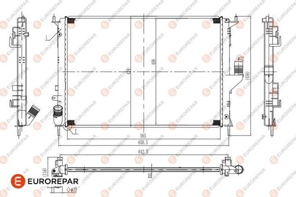 EUROREPAR 1690998380 - Радіатор, охолодження двигуна autocars.com.ua
