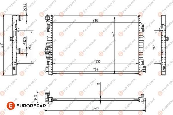 EUROREPAR 1690999180 - Радіатор, охолодження двигуна autocars.com.ua