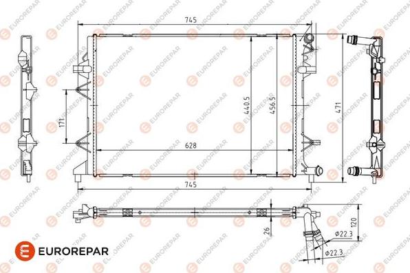 EUROREPAR 1690999580 - Радіатор, охолодження двигуна autocars.com.ua